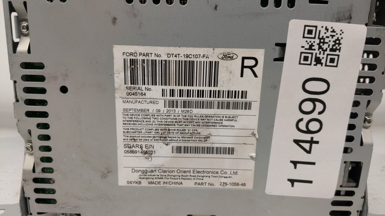2013 Ford Edge Radio AM FM Cd Player Receiver Replacement P/N:DT4T-19C107-FA PU-3887L-A, DT4T-19C107-FA Fits OEM Used Auto P