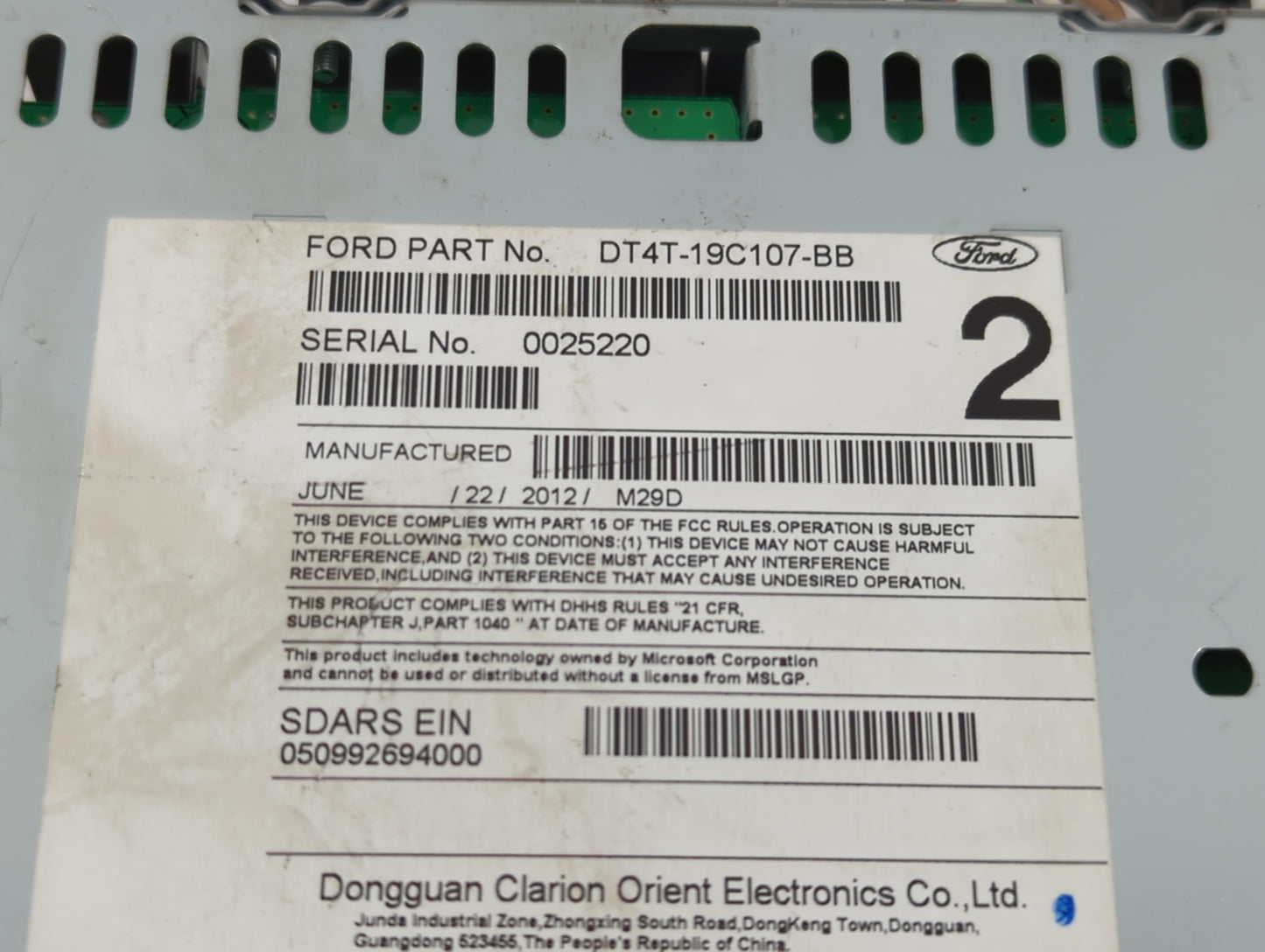 2013 Ford Edge Radio AM FM Cd Player Receiver Replacement P/N:DT4T-19C107-BB Fits OEM Used Auto Parts - Oemusedautoparts1.co