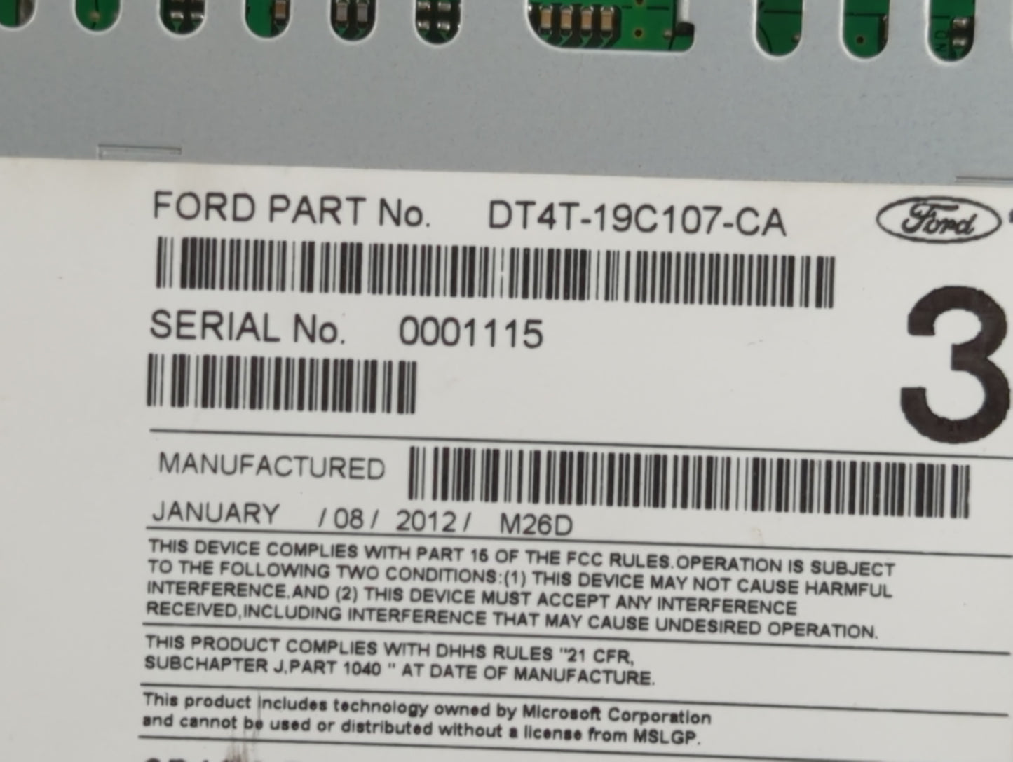 2013 Ford Edge Radio AM FM Cd Player Receiver Replacement P/N:DT4T-19C107-CA Fits OEM Used Auto Parts - Oemusedautoparts1.co
