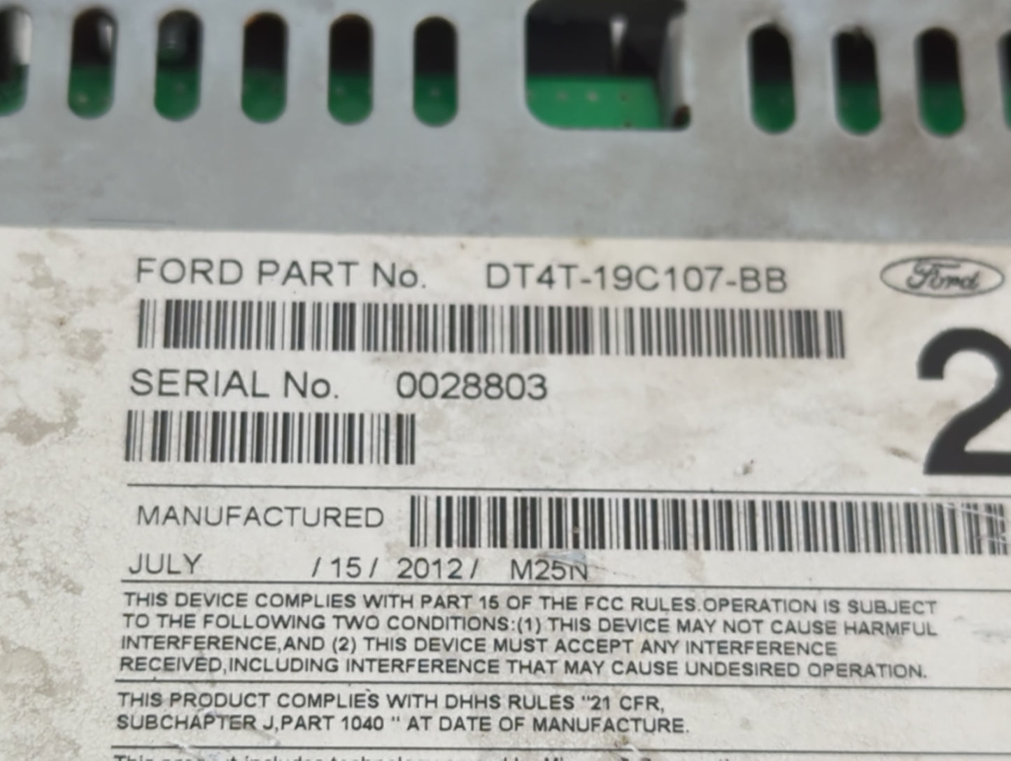 2013-2014 Ford Edge Radio AM FM Cd Player Receiver Replacement P/N:DT4T-19C107-BB Fits Fits 2013 2014 OEM Used Auto Parts -