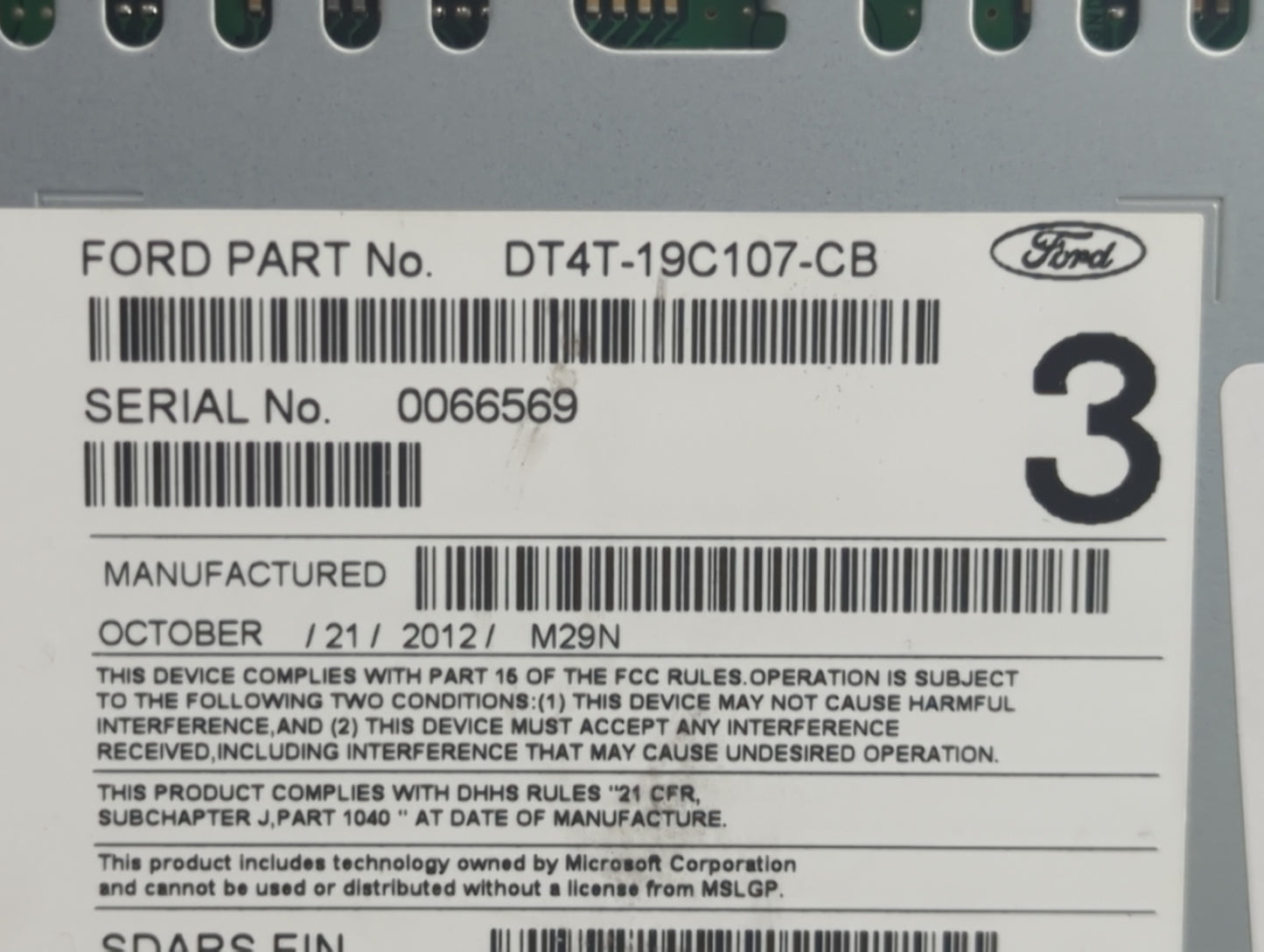 2013 Ford Edge Radio AM FM Cd Player Receiver Replacement P/N:DT4T-19C107-CB Fits OEM Used Auto Parts - Oemusedautoparts1.co