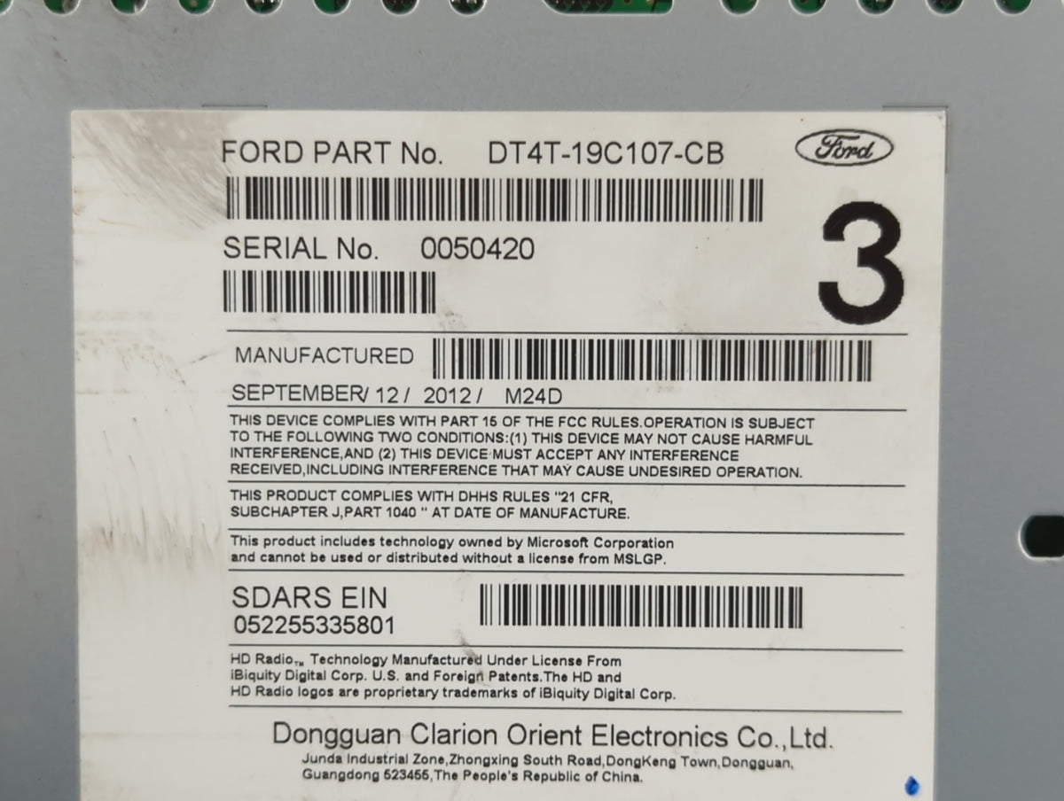 2013-2013 Ford Edge Am Fm Cd Player Radio Receiver 761330 - Oemusedautoparts1.com