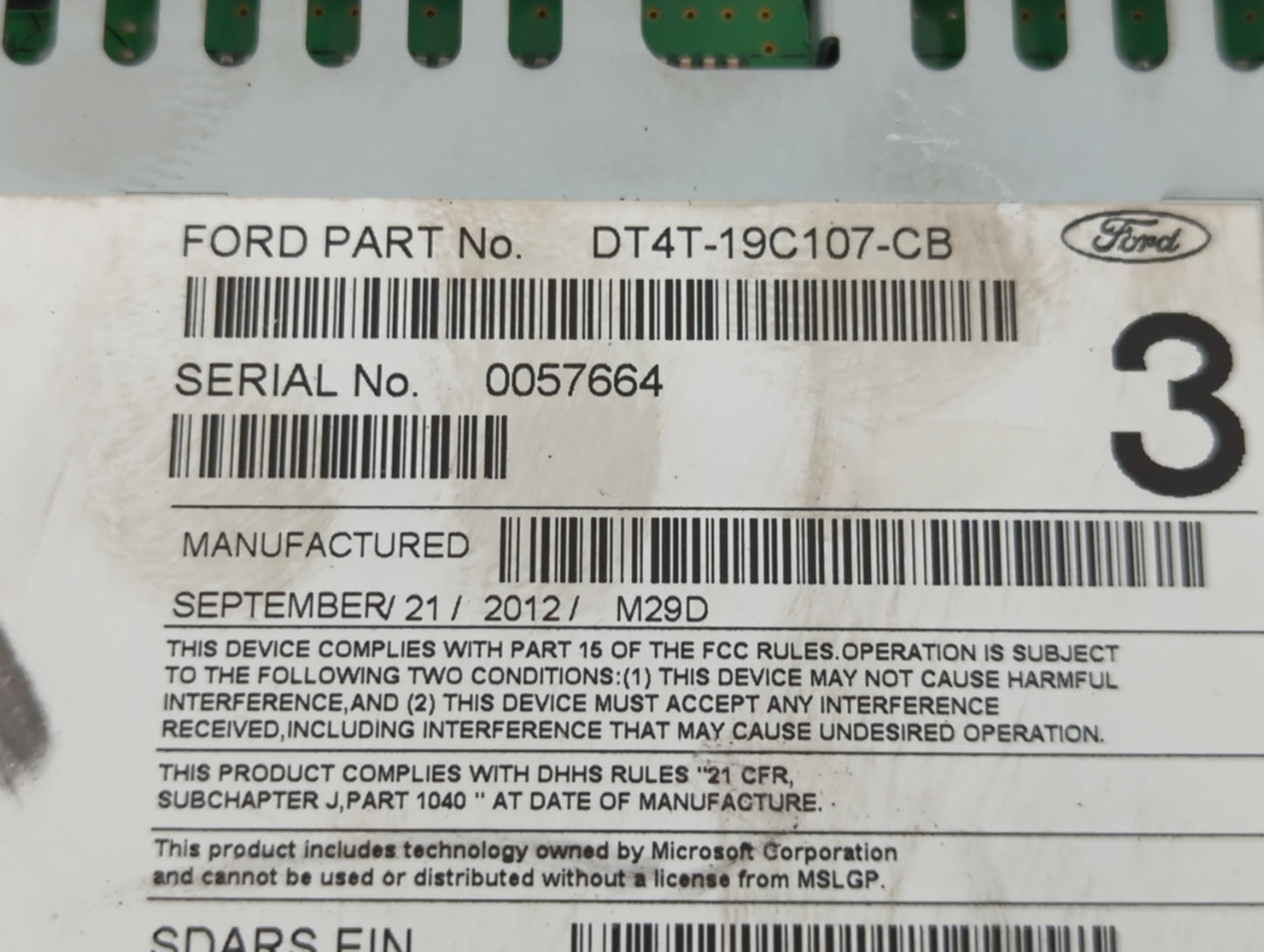 2013-2014 Ford Edge Radio AM FM Cd Player Receiver Replacement P/N:DT4T-19C107-CB DT4T-19C107-BB Fits Fits 2013 2014 OEM Use