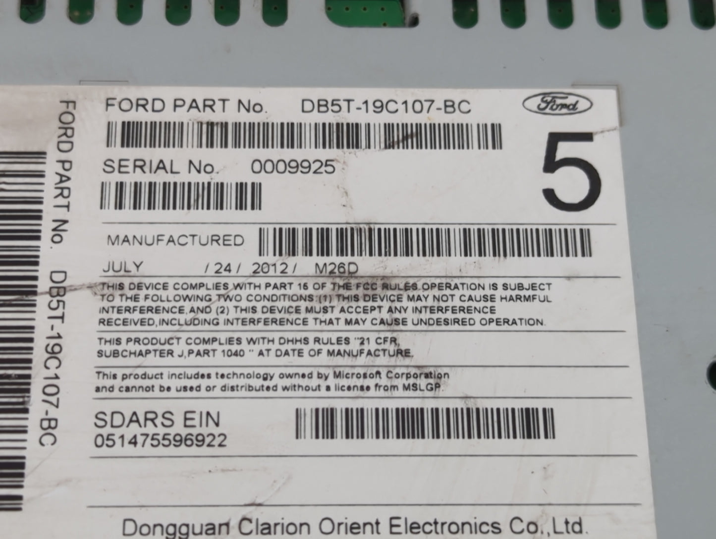 2013 Ford Explorer Radio AM FM Cd Player Receiver Replacement P/N:DB5T-19C107-BC Fits OEM Used Auto Parts - Oemusedautoparts