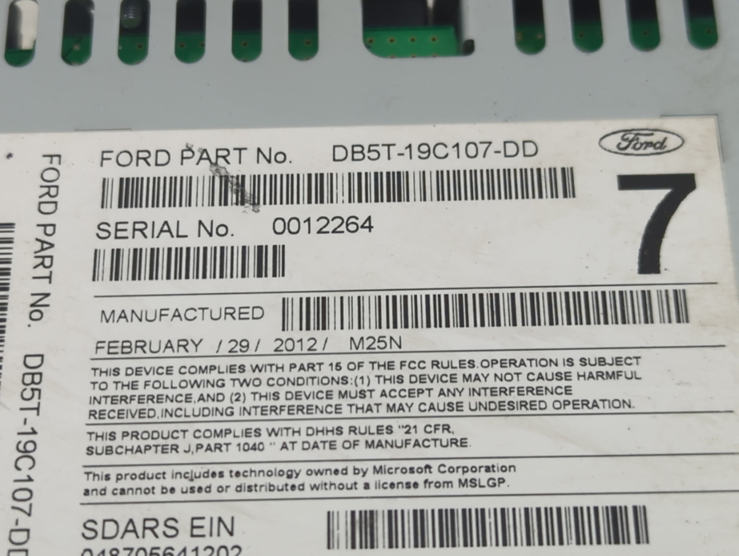 2013 Ford Explorer Radio AM FM Cd Player Receiver Replacement P/N:DB5T-19C107-DD Fits OEM Used Auto Parts - Oemusedautoparts