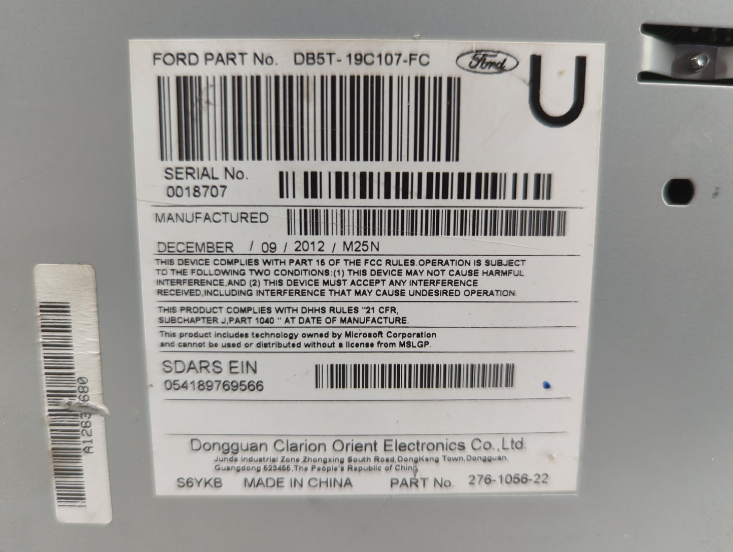 2013 Ford Explorer Radio AM FM Cd Player Receiver Replacement P/N:PU-3617L-A DB5T-19C107-FC, 276-1056-22 Fits OEM Used Auto