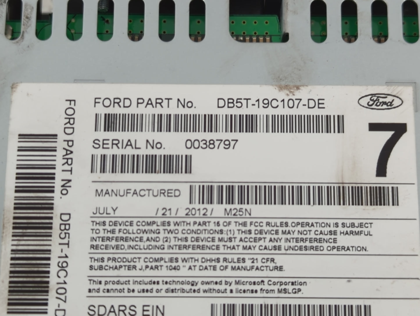 2013 Ford Explorer Radio AM FM Cd Player Receiver Replacement P/N:DB5T-19C107-DE Fits OEM Used Auto Parts - Oemusedautoparts
