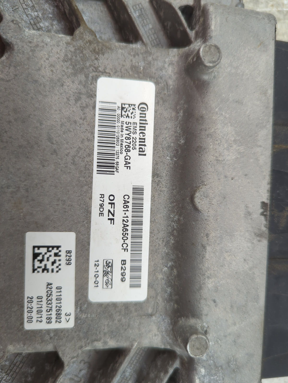 2012-2013 Ford Fiesta PCM Engine Control Computer ECU ECM PCU OEM P/N:5WY8768-GAF CA61-12A650-CF Fits Fits 2012 2013 OEM Use