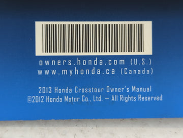 2013 Honda Crosstour Owners Manual Book Guide OEM Used Auto Parts