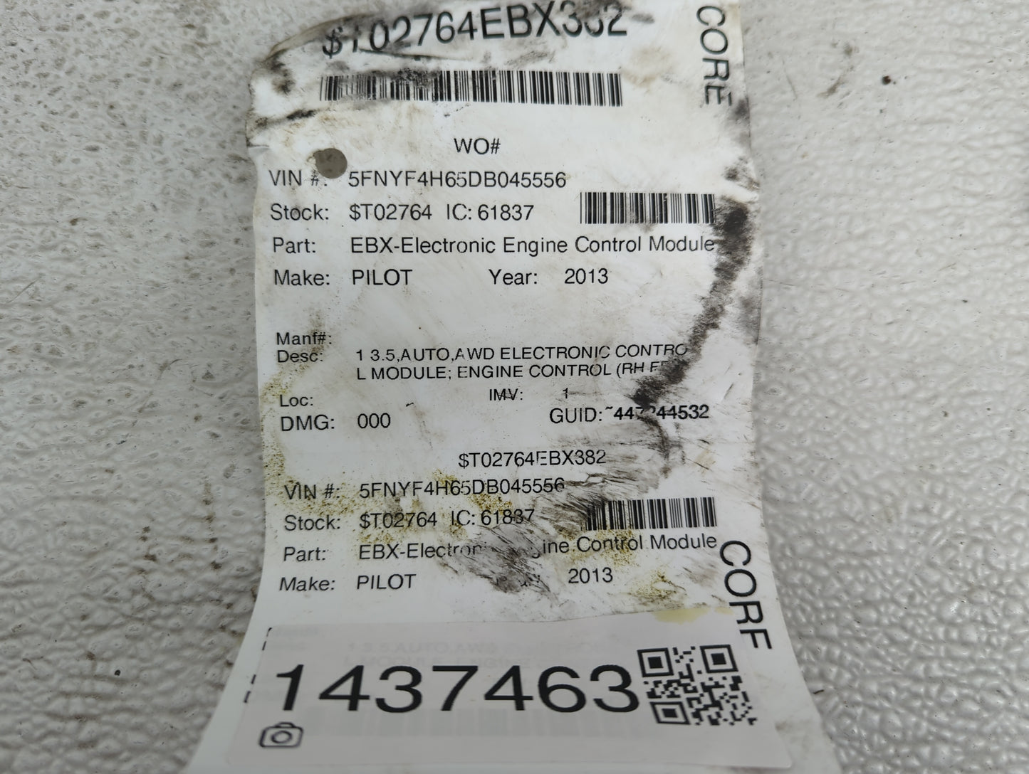 2013-2015 Honda Pilot PCM Engine Control Computer ECU ECM PCU OEM P/N:37820-RN0-M91 6293-150187 Fits Fits 2013 2014 2015 OEM
