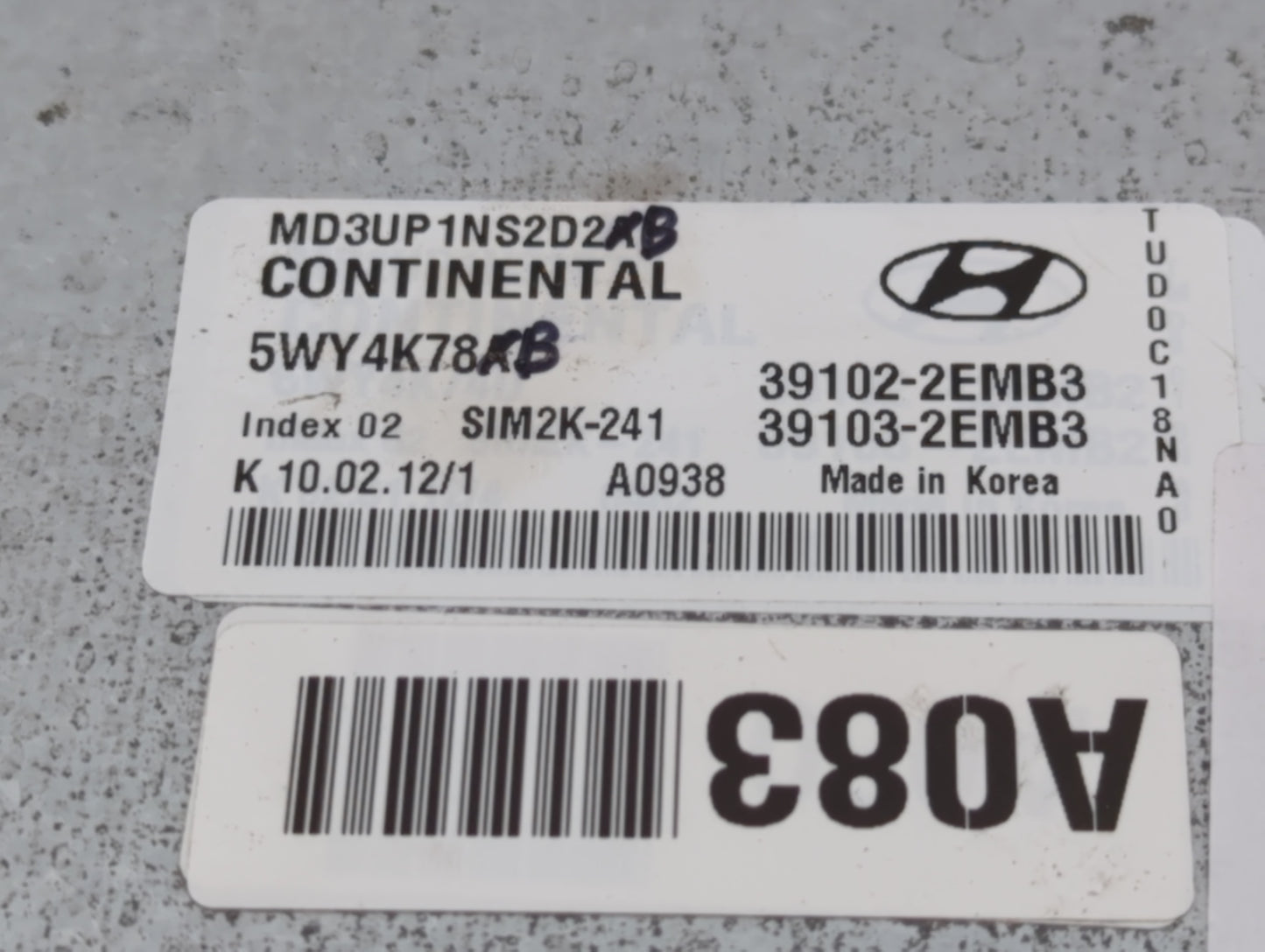 2011-2013 Hyundai Elantra PCM Engine Control Computer ECU ECM PCU OEM P/N:39103-2EMB3 39102-2EMB3 Fits Fits 2011 2012 2013 O