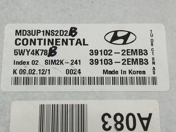 2011-2013 Hyundai Elantra PCM Engine Control Computer ECU ECM PCU OEM P/N:39103-2EMB3 39102-2EMB3 Fits Fits 2011 2012 2013 OEM Used Auto Parts