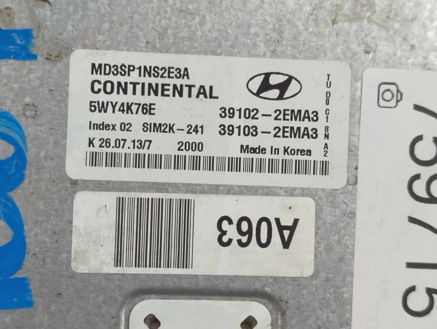 2011-2013 Hyundai Elantra PCM Engine Control Computer ECU ECM PCU OEM P/N:39103-2EMN2 39102-2EMN2 Fits Fits 2011 2012 2013 O