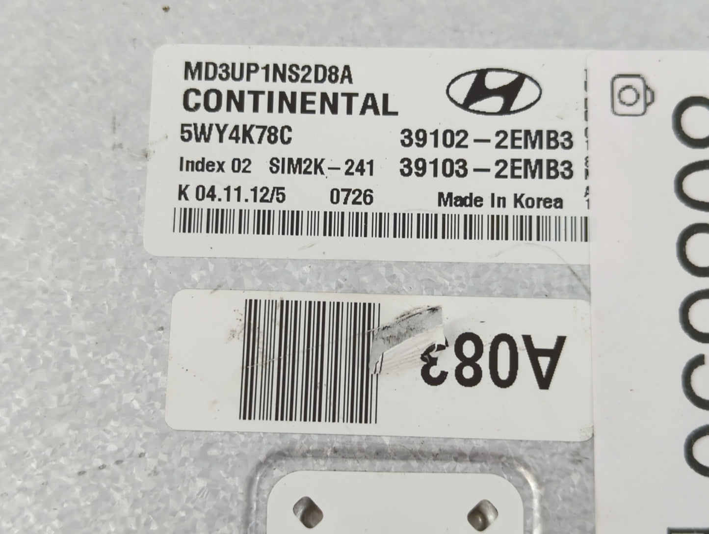2011-2013 Hyundai Elantra PCM Engine Control Computer ECU ECM PCU OEM P/N:39103-2EMB3 39102-2EMB3 Fits Fits 2011 2012 2013 O