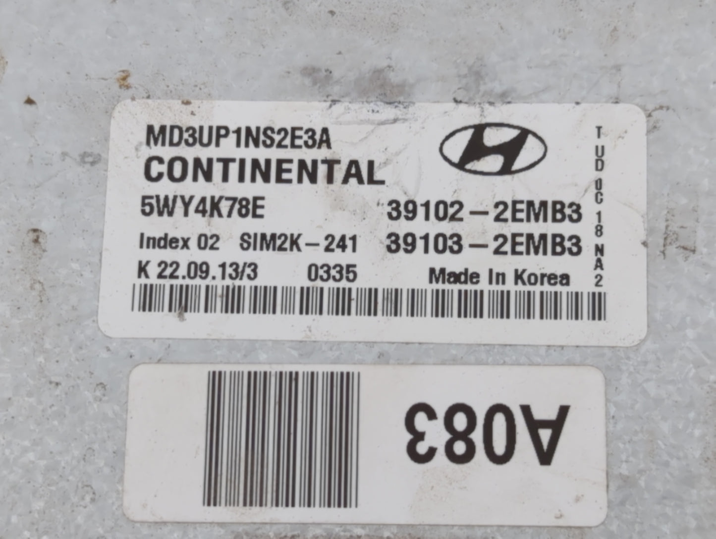 2011-2013 Hyundai Elantra PCM Engine Control Computer ECU ECM PCU OEM P/N:39103-2EMB3 39102-2EMB3 Fits Fits 2011 2012 2013 O