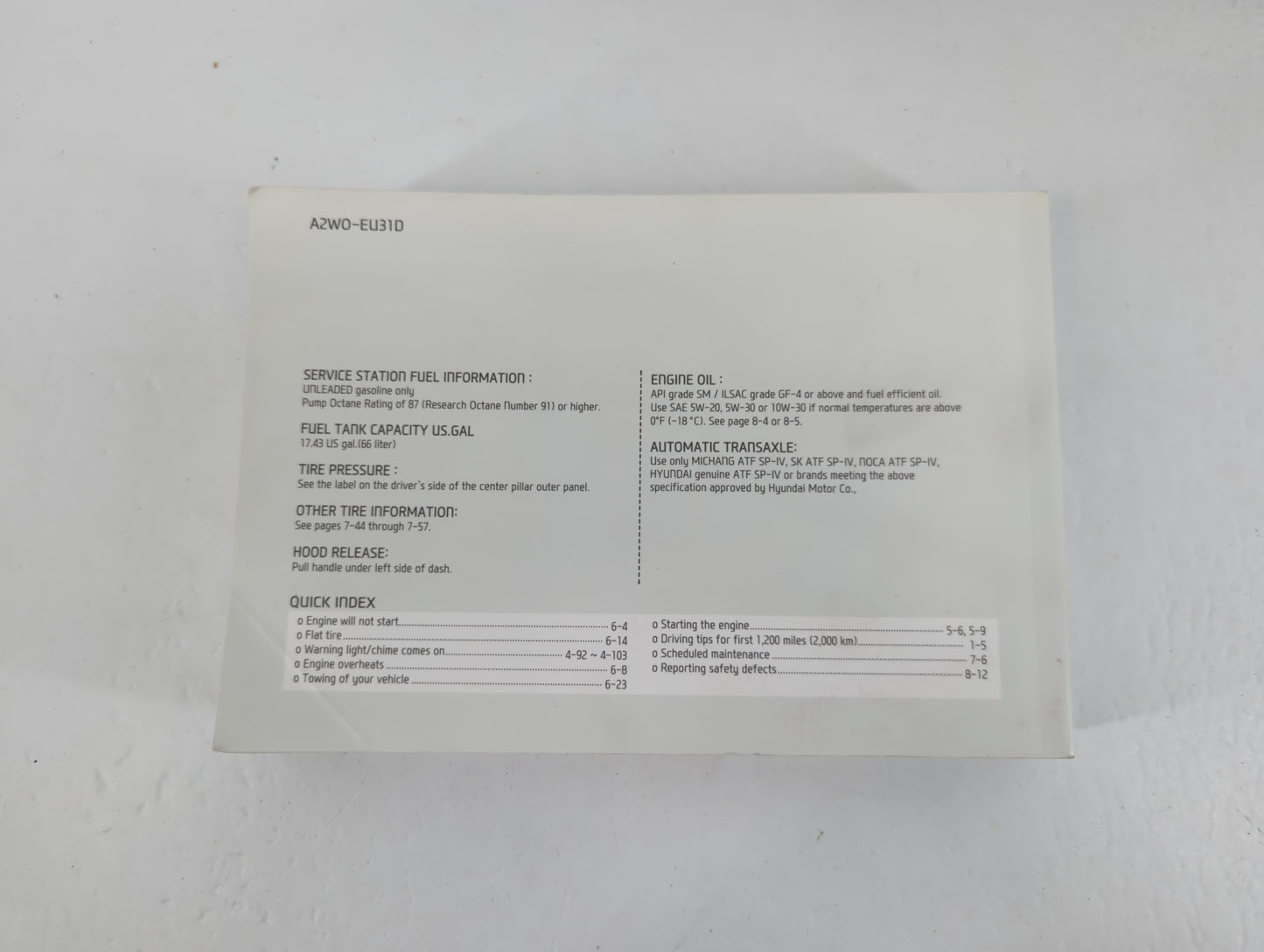 2013 Hyundai Santa Fe Owners Manual Book Guide P/N:A2W0-EU31D OEM Used Auto Parts - Oemusedautoparts1.com