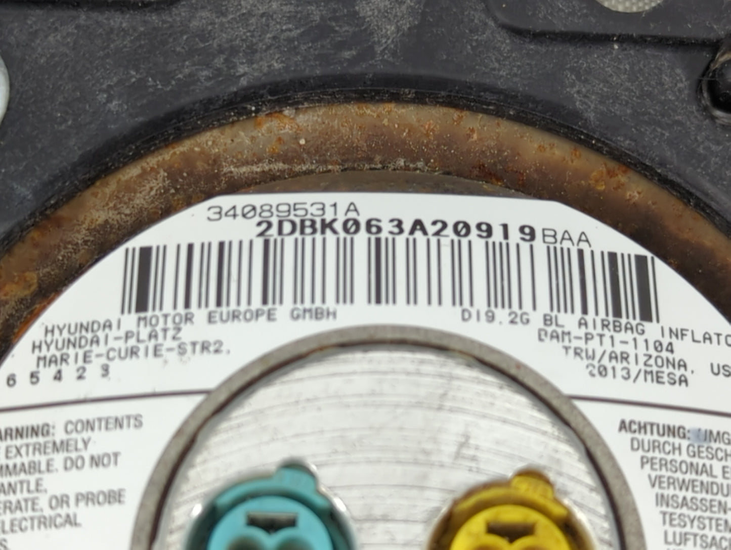 2011-2014 Hyundai Sonata Air Bag Driver Left Steering Wheel Mounted Fits Fits 2011 2012 2013 2014 OEM Used Auto Parts - Oemu