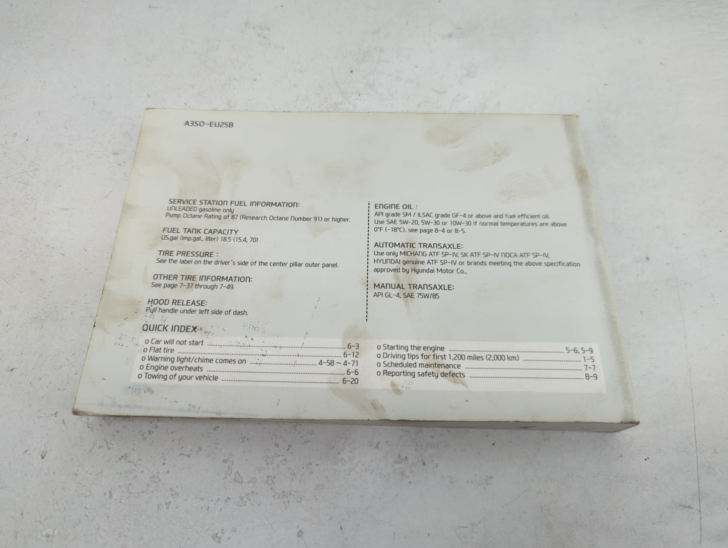 2013 Hyundai Sonata Owners Manual Book Guide P/N:A3S0-EU25B OEM Used Auto Parts - Oemusedautoparts1.com