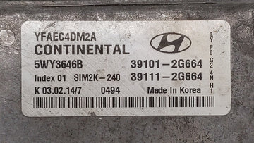 2011-2014 Hyundai Sonata PCM Engine Control Computer ECU ECM PCU OEM P/N:39101-2G661 39111-2G661 Fits Fits 2011 2012 2013 2014 OEM Used Auto Parts