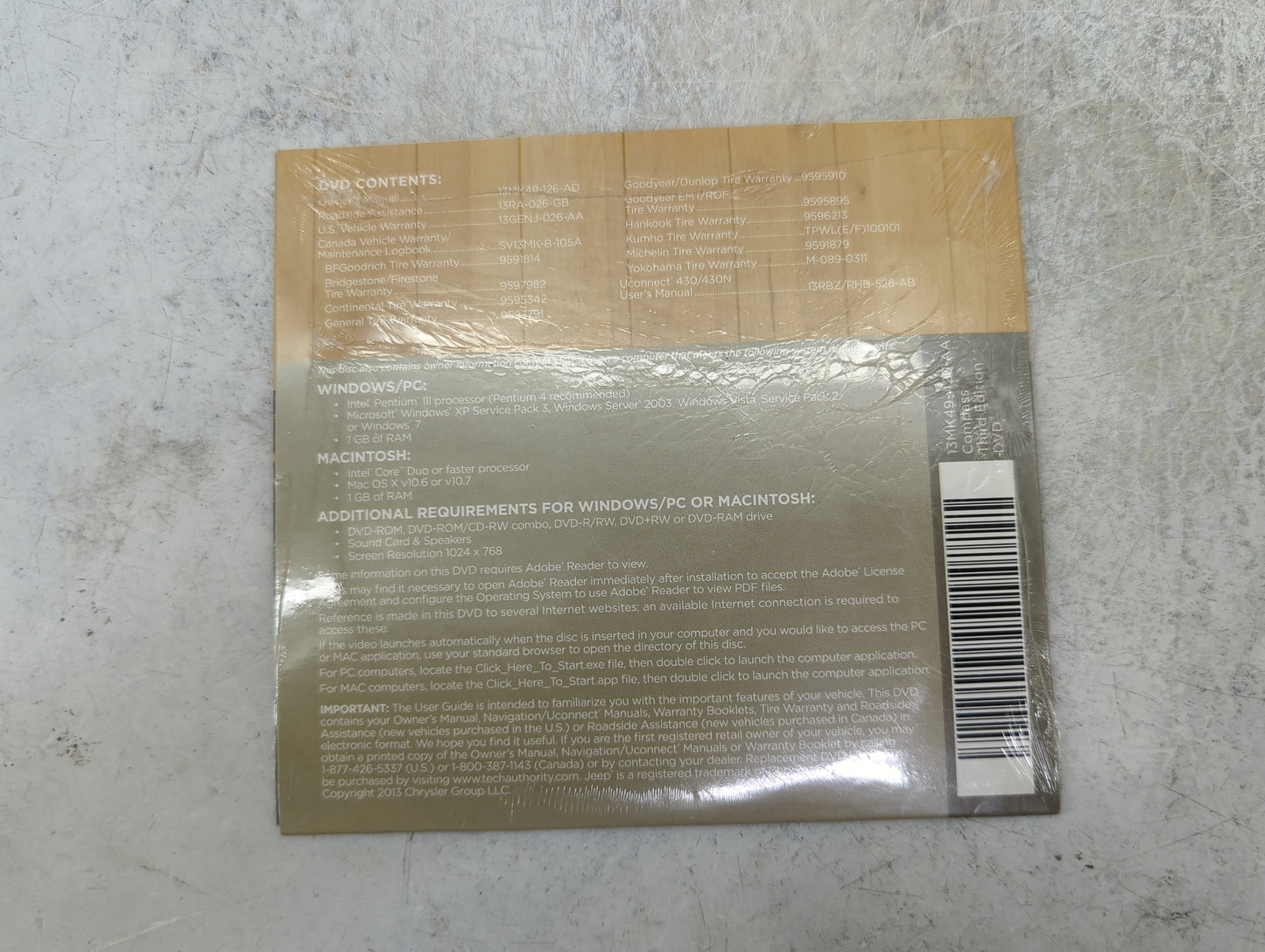 2013 Jeep Compass Owners Manual Book Guide P/N:13MK49-926-AA OEM Used Auto Parts - Oemusedautoparts1.com
