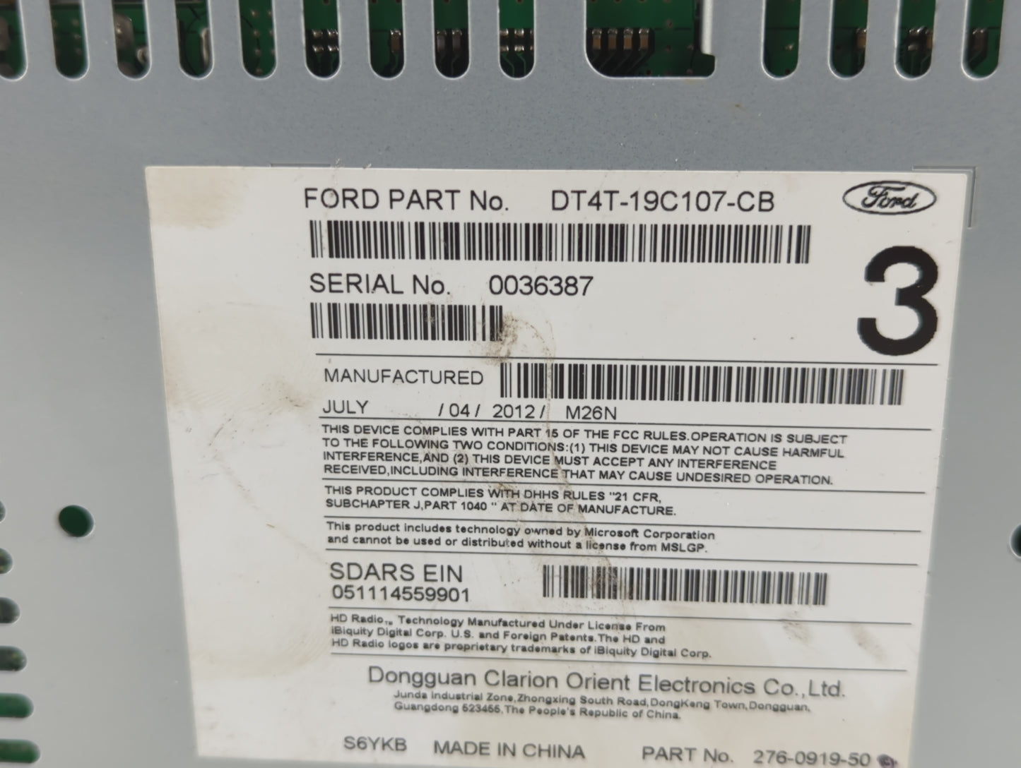2013 Lincoln Mkx Radio AM FM Cd Player Receiver Replacement P/N:DT4T-19C107-CB Fits OEM Used Auto Parts - Oemusedautoparts1.
