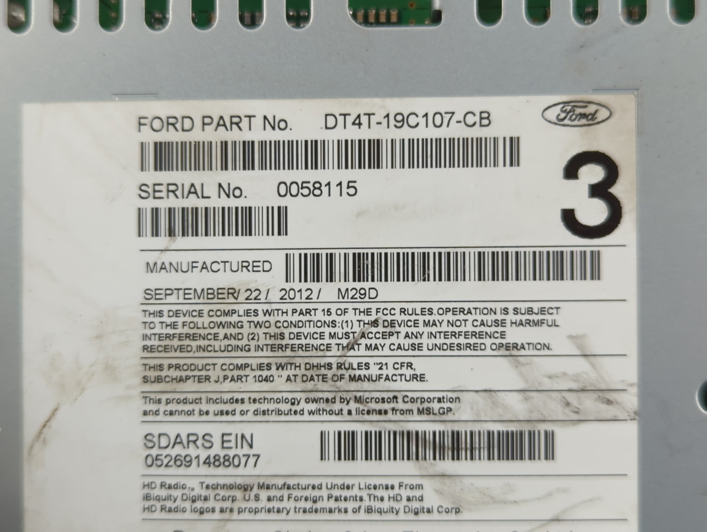 2013 Lincoln Mkx Radio AM FM Cd Player Receiver Replacement P/N:DT4T-19C107-CB Fits OEM Used Auto Parts - Oemusedautoparts1.