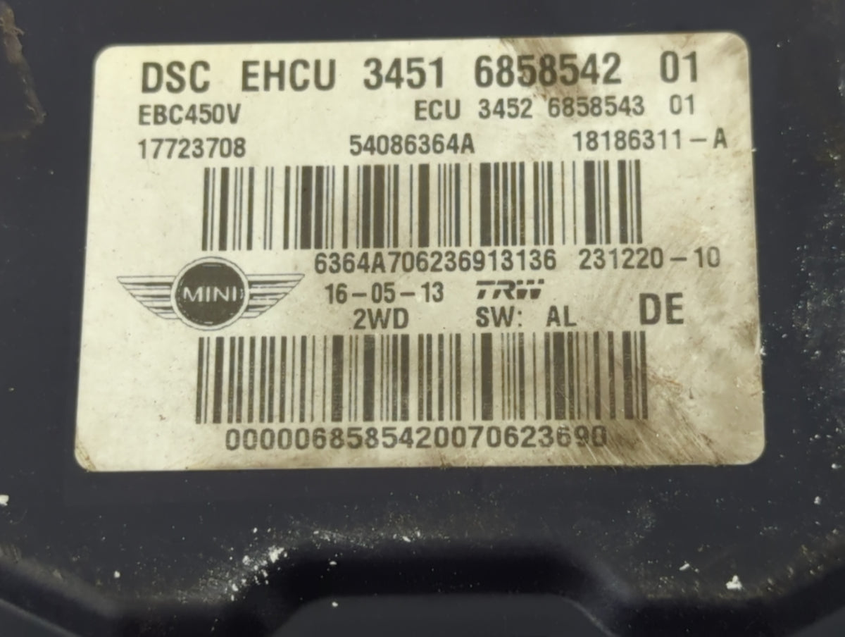 2012-2013 Mini Cooper Anti-Lock Brake ABS Pump Module Actuator OEM P/N:3451 6858542 Fits Fits 2012 2013 OEM Used Auto Parts