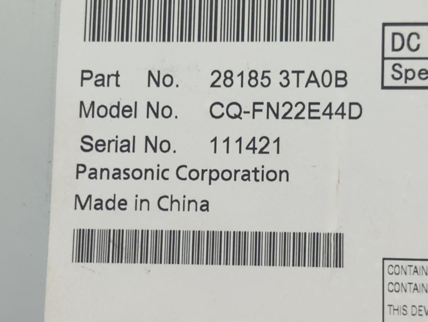 2013 Nissan Altima Radio AM FM Cd Player Receiver Replacement P/N:28185 3TA0B Fits OEM Used Auto Parts - Oemusedautoparts1.c