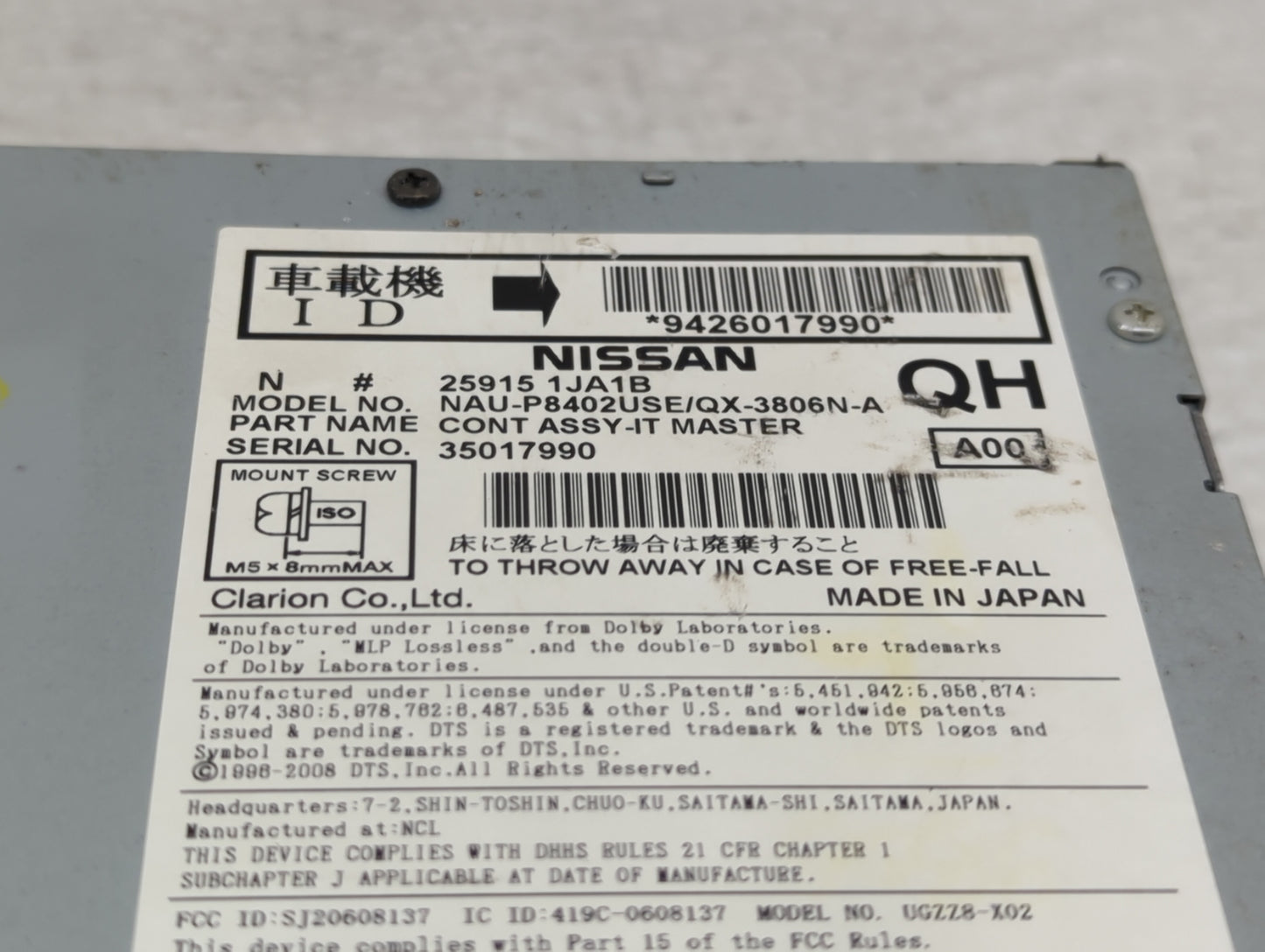 2013-2014 Nissan Pathfinder Radio AM FM Cd Player Receiver Replacement P/N:25915 1JA1B Fits Fits 2013 2014 OEM Used Auto Par