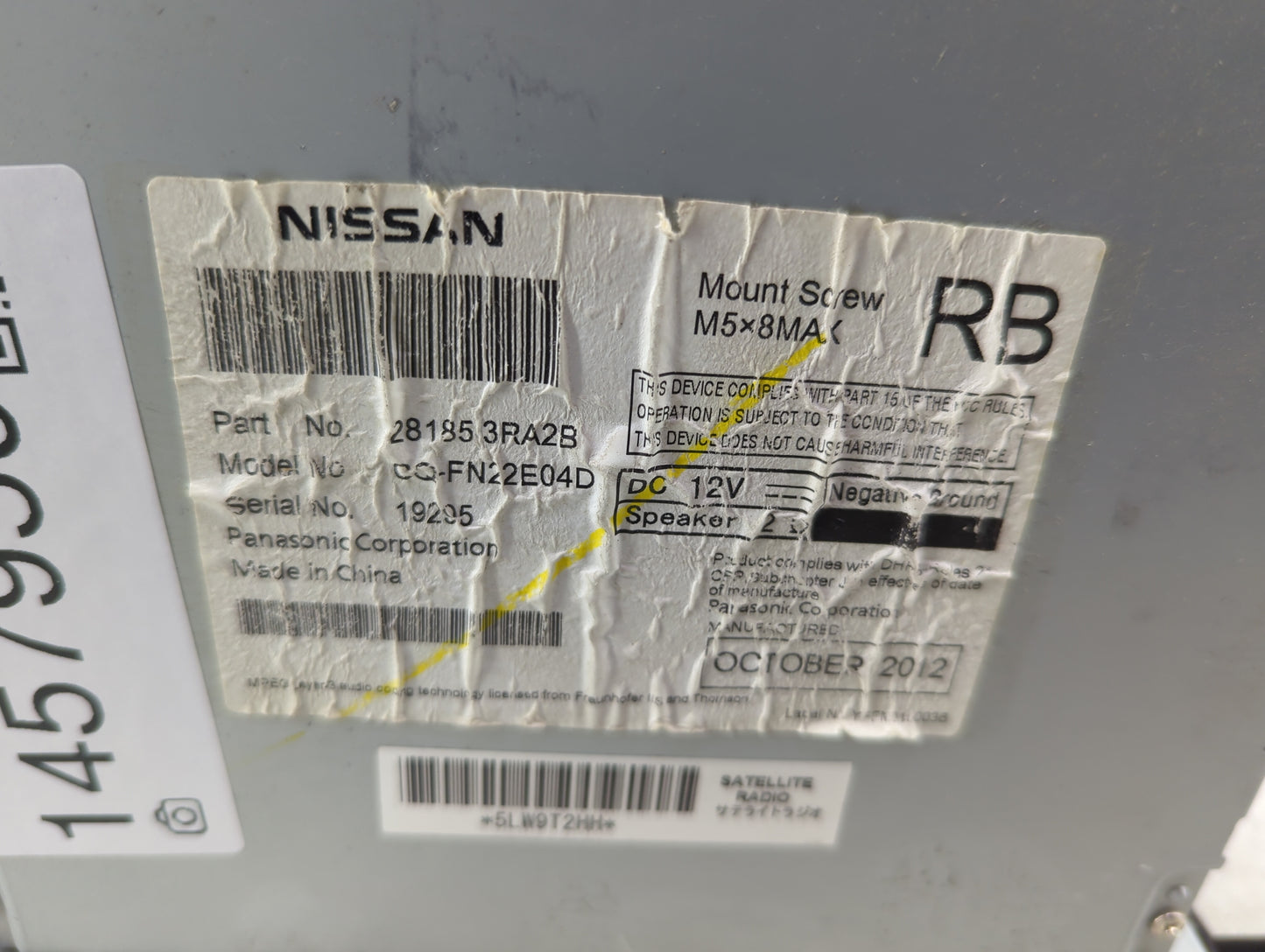 2013 Nissan Sentra Radio AM FM Cd Player Receiver Replacement P/N:28185 3RA2B CQ-FN22E04D Fits OEM Used Auto Parts - Oemused
