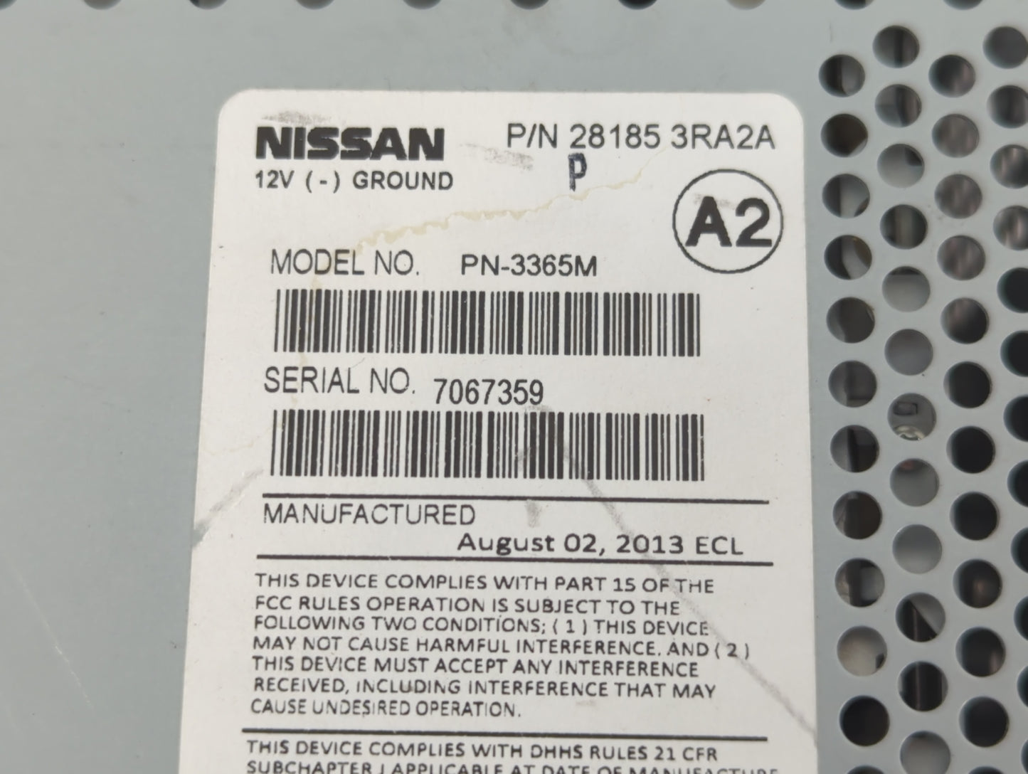 2013 Nissan Sentra Radio AM FM Cd Player Receiver Replacement P/N:28185 3RA2A Fits Fits 2014 OEM Used Auto Parts - Oemusedau