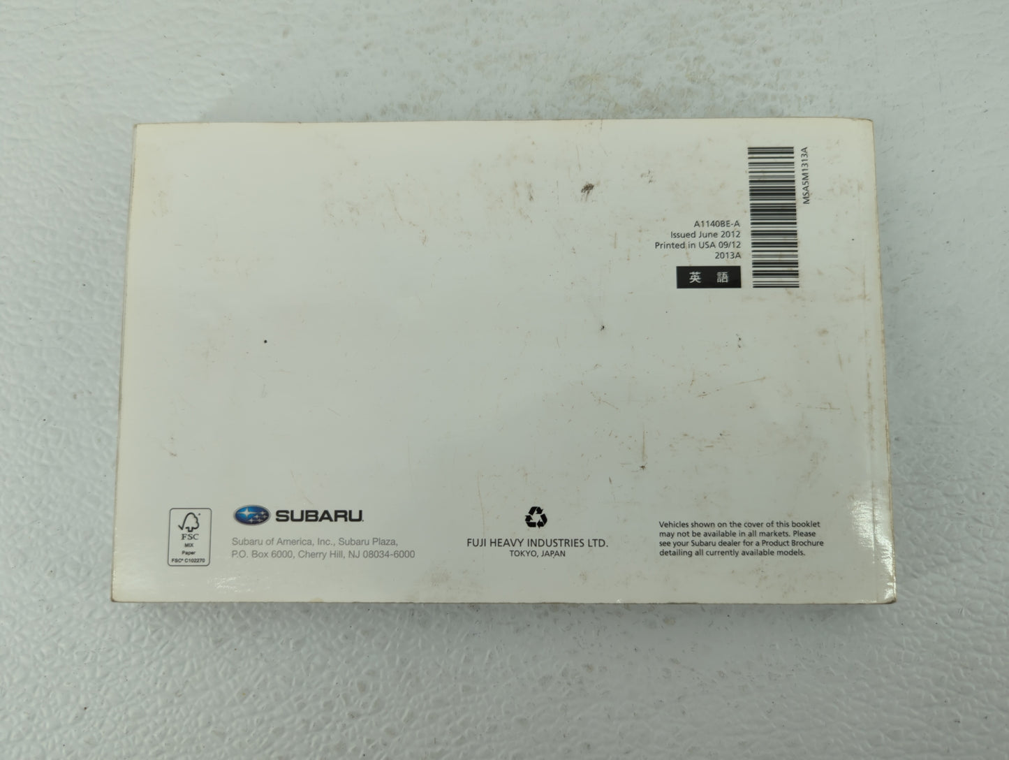 2013 Subaru Impreza Owners Manual Book Guide OEM Used Auto Parts - Oemusedautoparts1.com
