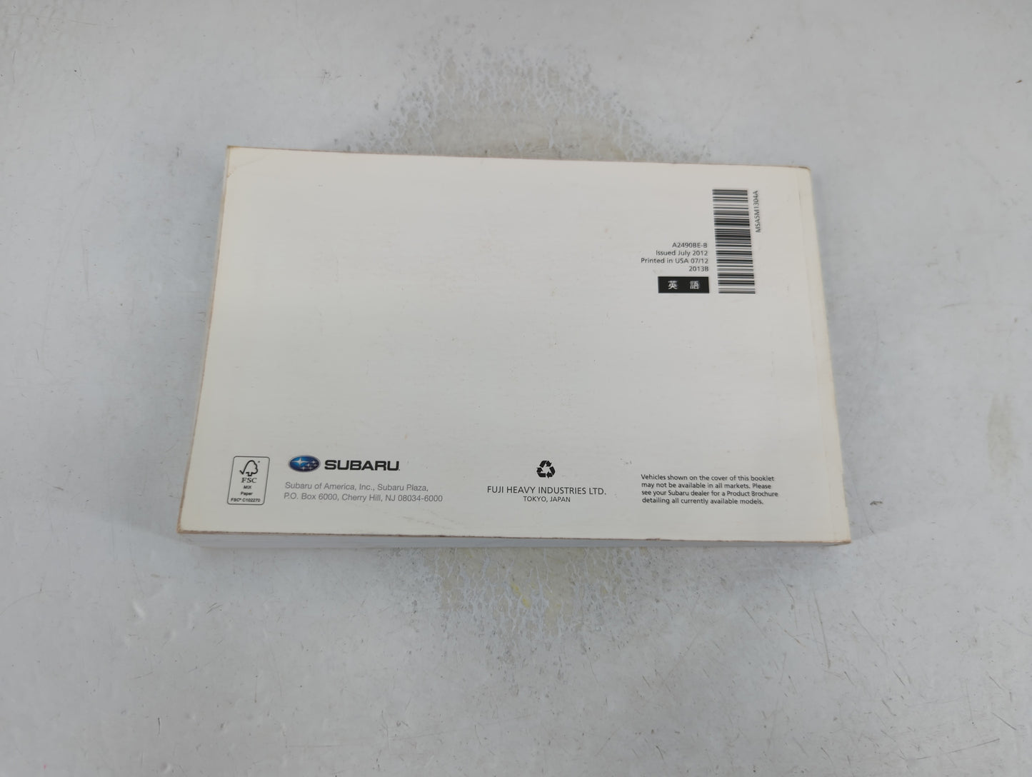 2013 Subaru Legacy Owners Manual Book Guide P/N:A2490BE-B OEM Used Auto Parts - Oemusedautoparts1.com