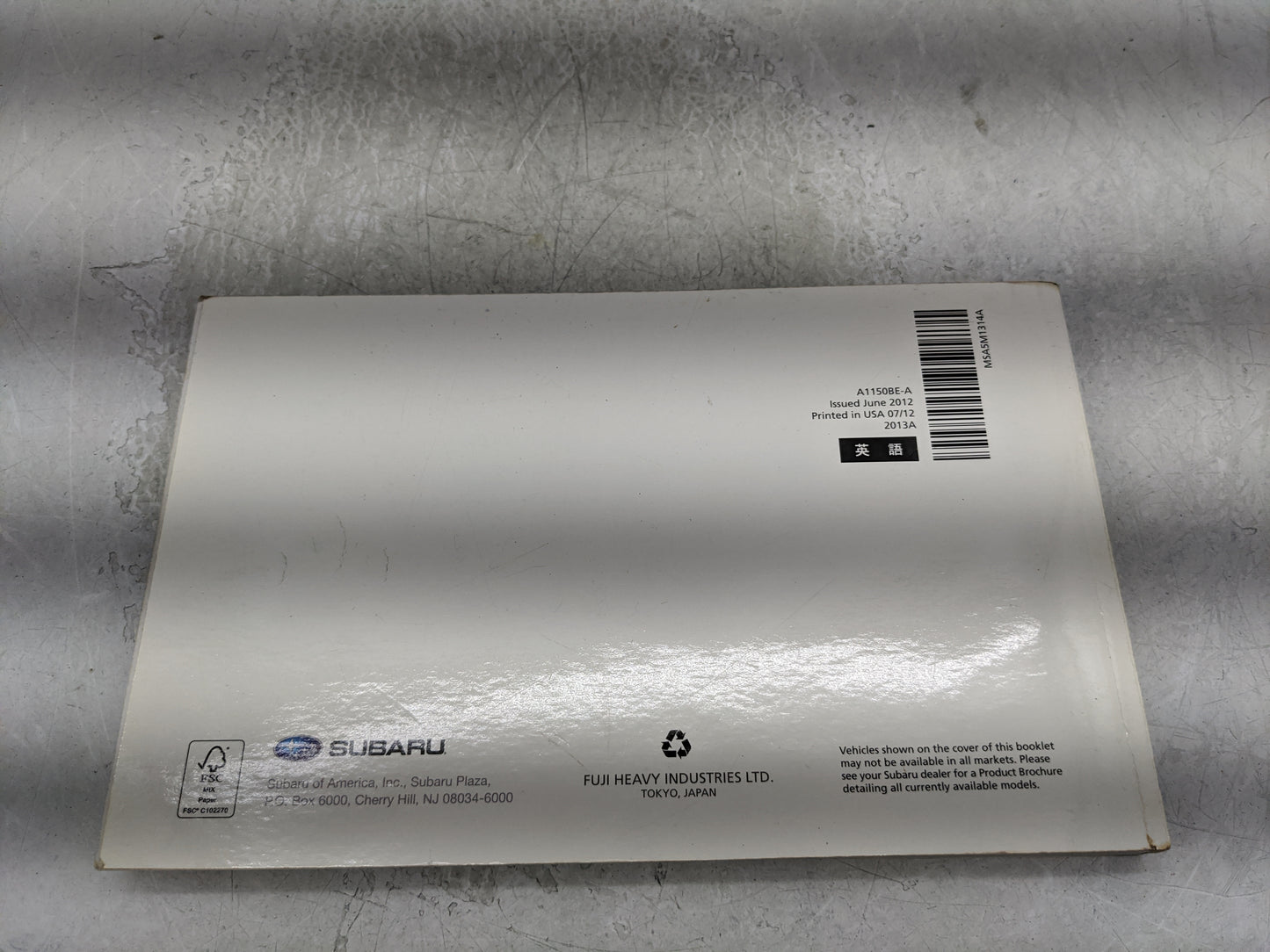 2013 Subaru Wrx Owners Manual Book Guide OEM Used Auto Parts - Oemusedautoparts1.com