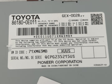 2012-2015 Toyota Camry Radio AM FM Cd Player Receiver Replacement P/N:86180-0E011 Fits Fits 2012 2013 2014 2015 OEM Used Auto Parts