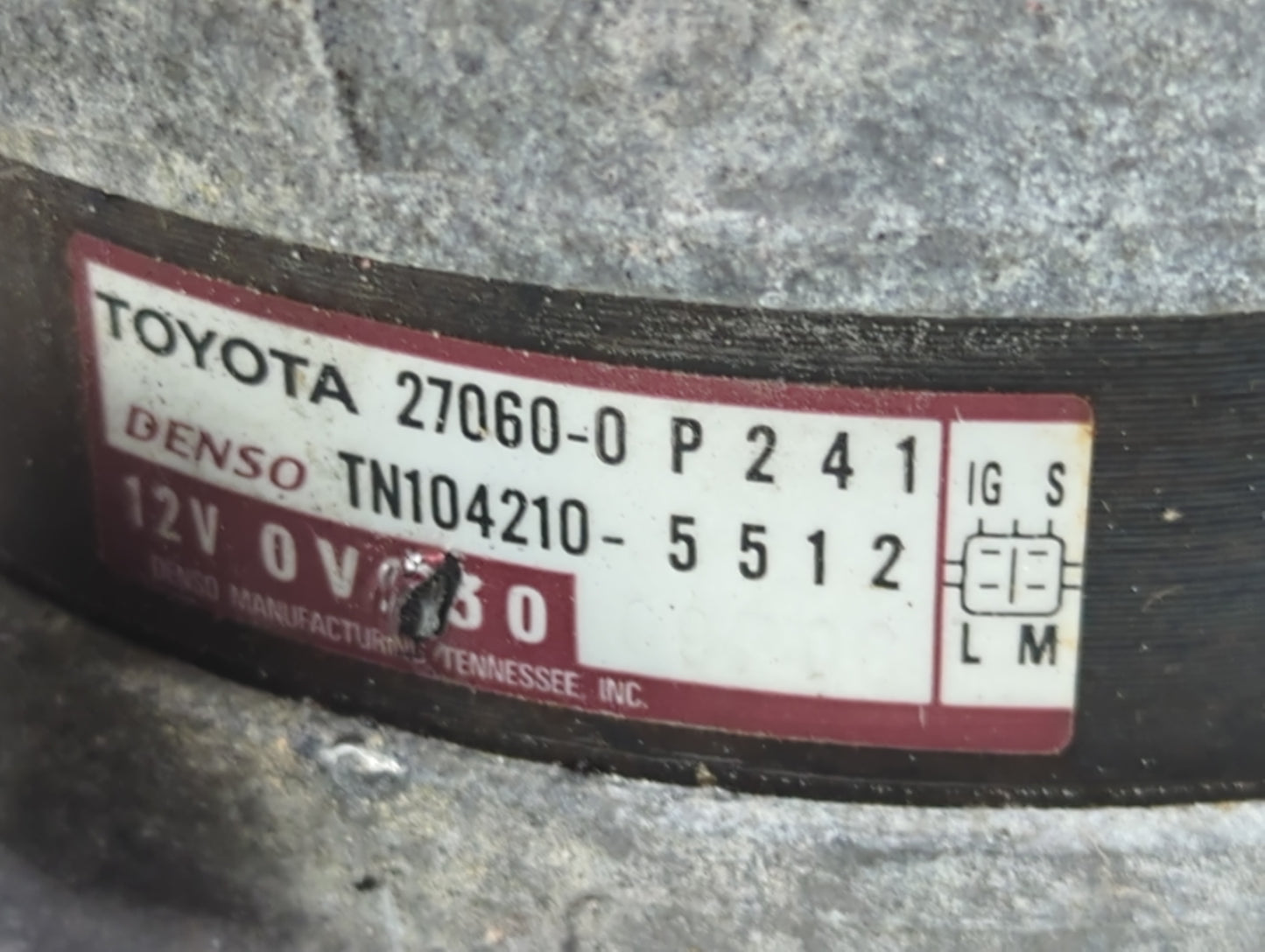 2008-2013 Toyota Highlander Alternator Replacement Generator Charging Assembly Engine OEM P/N:27060-0P241 Fits OEM Used Auto
