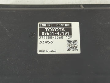 2012-2013 Toyota Prius PCM Engine Control Computer ECU ECM PCU OEM P/N:89661-47191 Fits Fits 2012 2013 OEM Used Auto Parts
