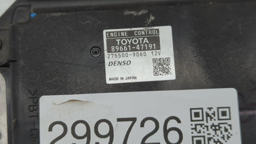2012-2013 Toyota Prius PCM Engine Control Computer ECU ECM PCU OEM P/N:89661-47191 89661-47190 Fits Fits 2012 2013 OEM Used Auto Parts