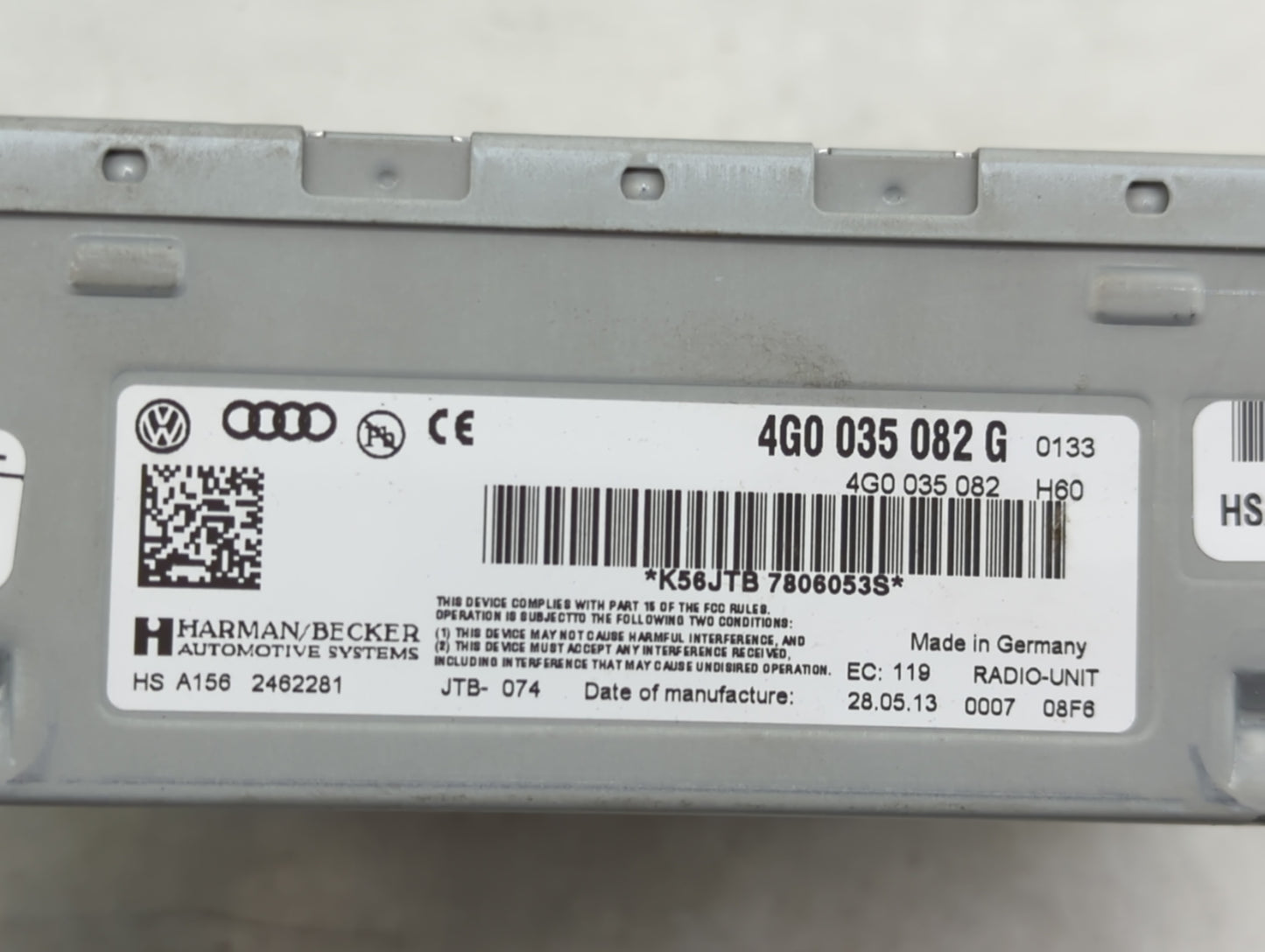 2010-2015 Audi A6 Radio AM FM Cd Player Receiver Replacement P/N:2462281 4G0 035 082 G Fits OEM Used Auto Parts - Oemusedaut
