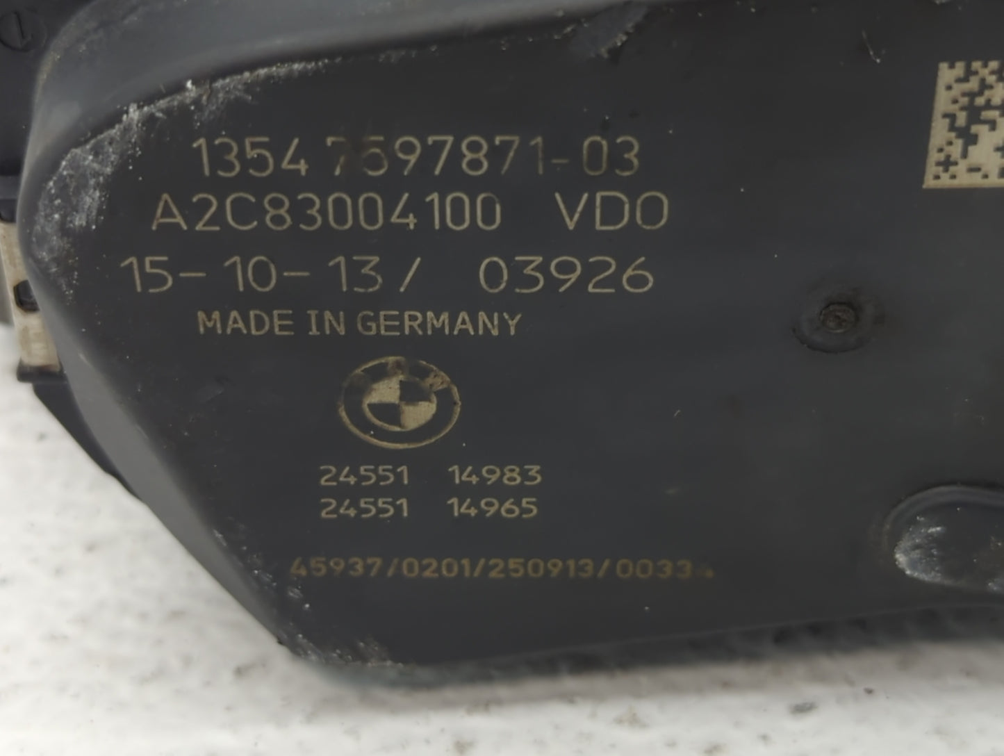 2010-2017 Bmw 535i Throttle Body P/N:1354 7597871-01 1354 7597871-03 Fits OEM Used Auto Parts - Oemusedautoparts1.com