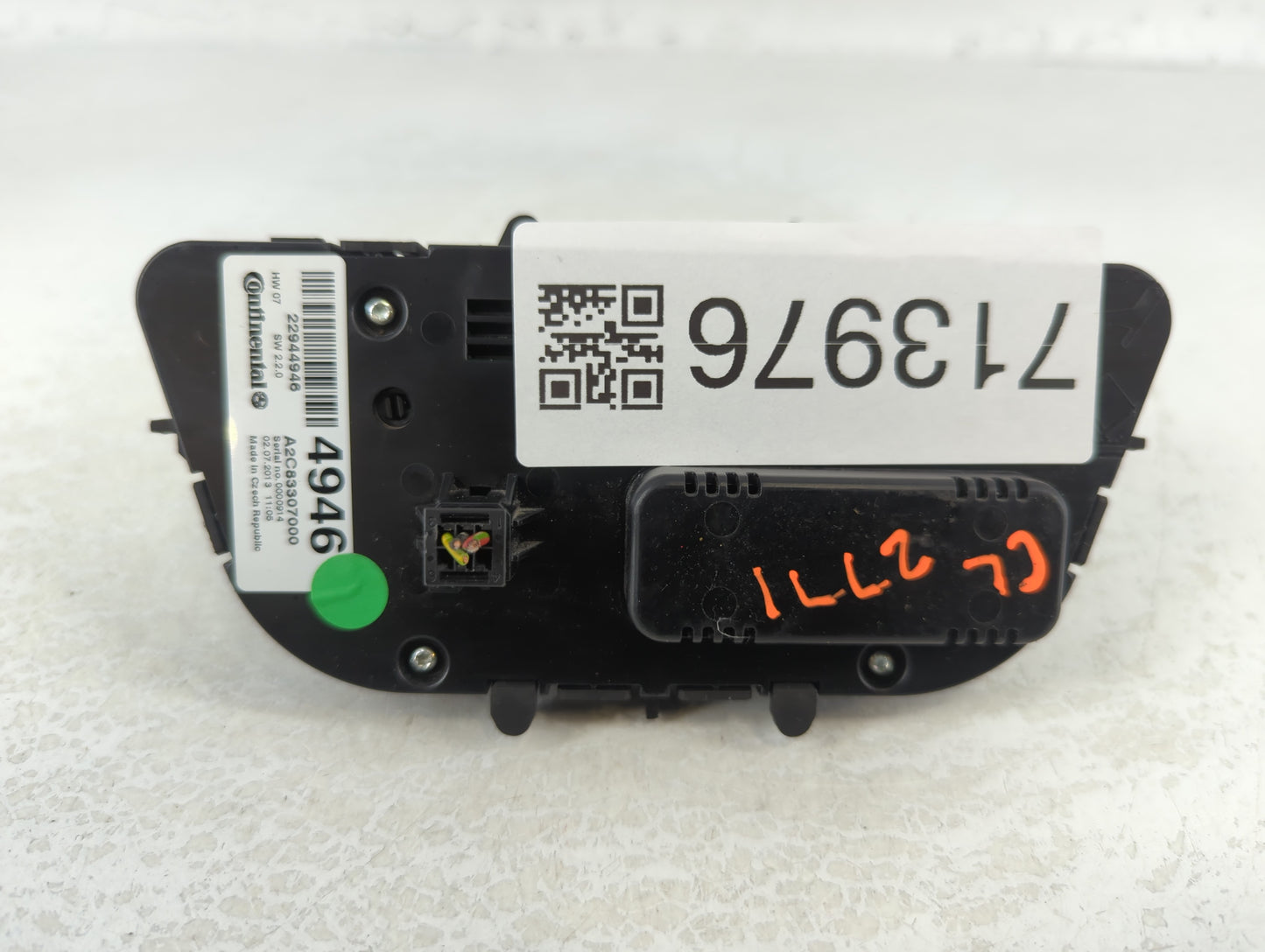 2012-2017 Buick Verano Climate Control Module Temperature AC/Heater Replacement P/N:22944946 A2C83307000 Fits OEM Used Auto