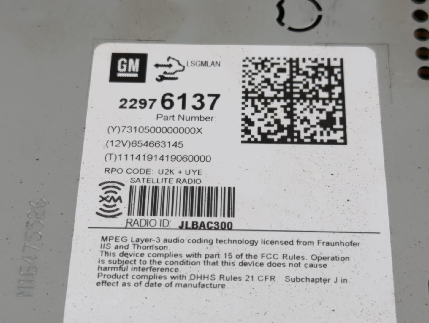 2013-2016 Chevrolet Cruze Radio AM FM Cd Player Receiver Replacement P/N:22976137 Fits Fits 2013 2014 2015 2016 OEM Used Aut