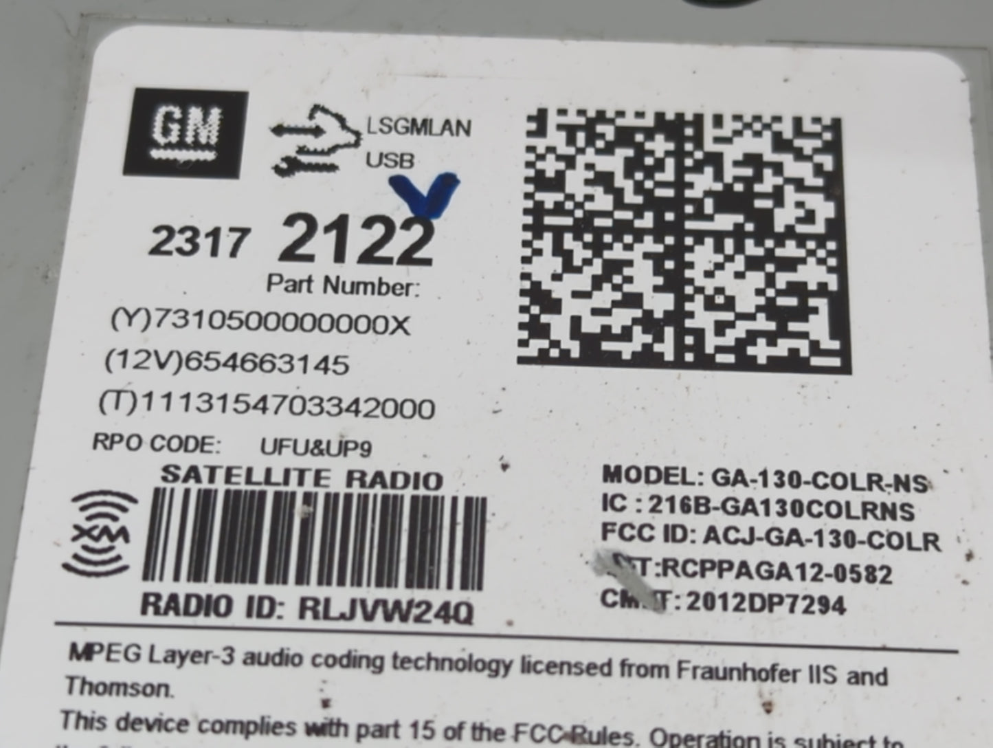2014 Chevrolet Cruze Radio AM FM Cd Player Receiver Replacement P/N:23172122 Fits OEM Used Auto Parts - Oemusedautoparts1.co