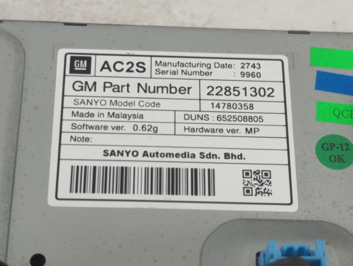 2012-2016 Chevrolet Cruze Information Radio Display Screen 1386872 - Oemusedautoparts1.com
