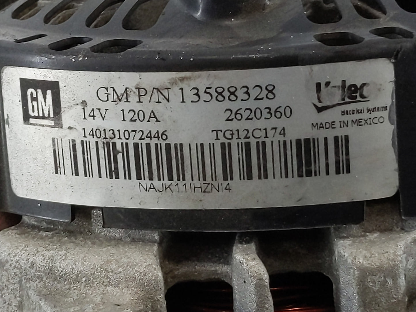 2010-2017 Chevrolet Equinox Alternator Replacement Generator Charging Assembly Engine OEM P/N:13588328 Fits OEM Used Auto Pa