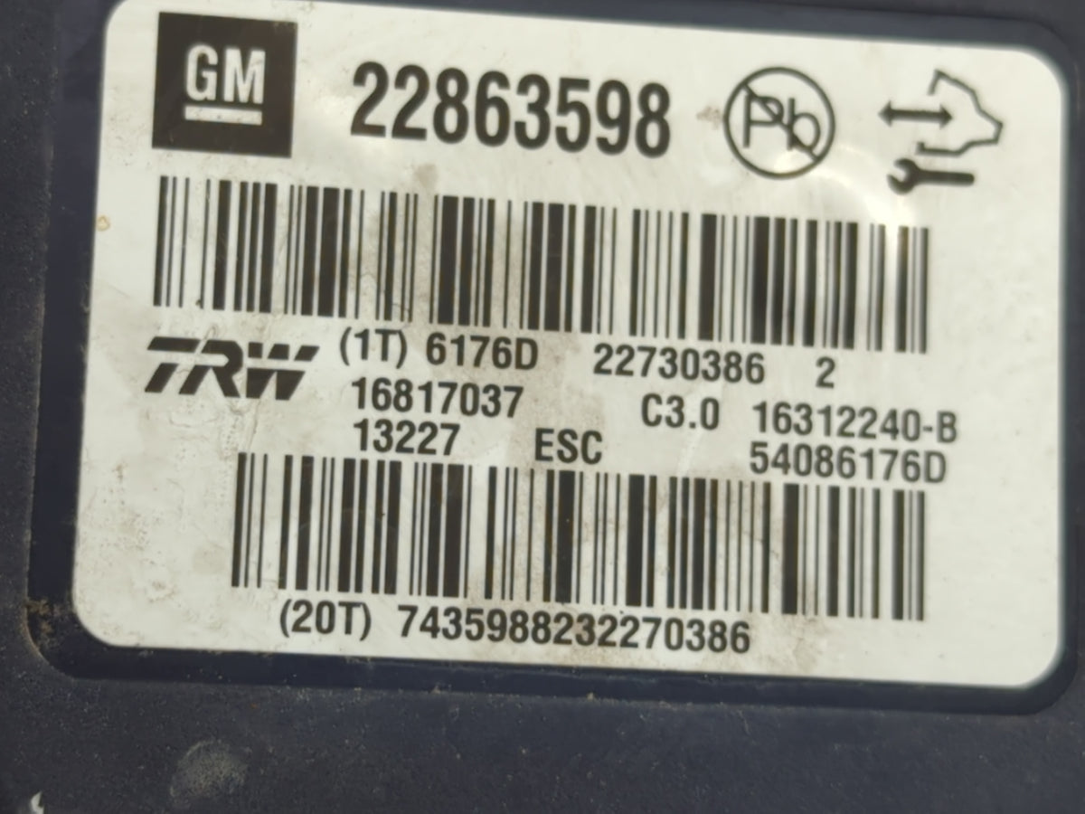 2013-2016 Chevrolet Malibu Anti-Lock Brake ABS Pump Module Actuator OEM P/N:22863598 Fits Fits 2012 2013 2014 2015 2016 OEM