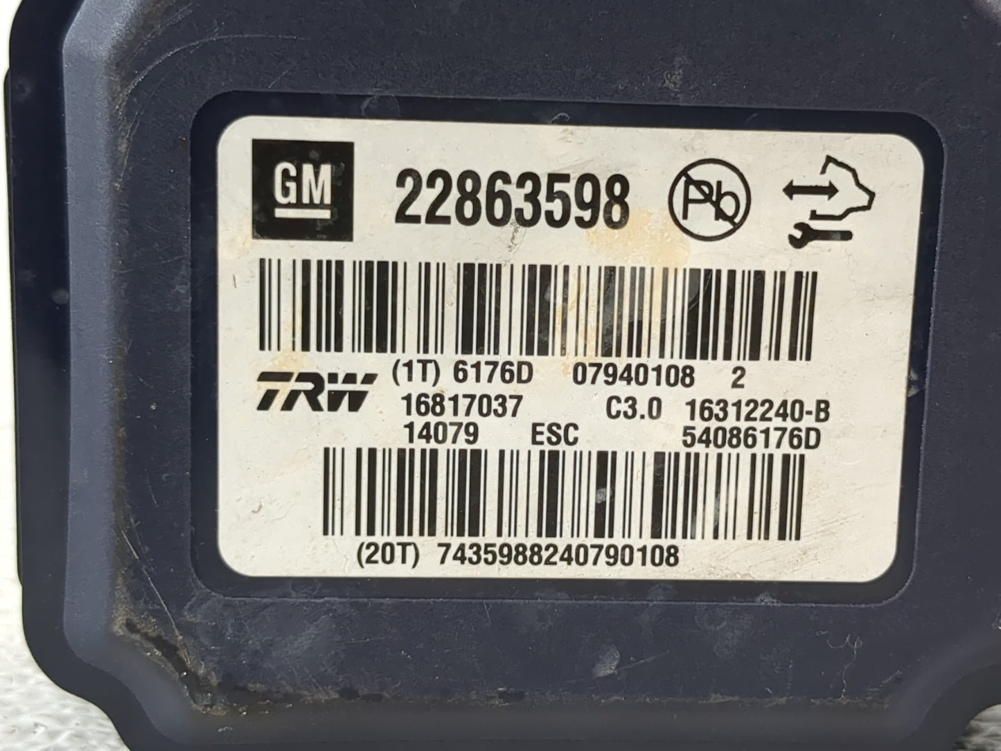 2013-2016 Chevrolet Malibu ABS Pump Control Module Replacement P/N:22863598 Fits Fits 2012 2013 2014 2015 2016 OEM Used Auto