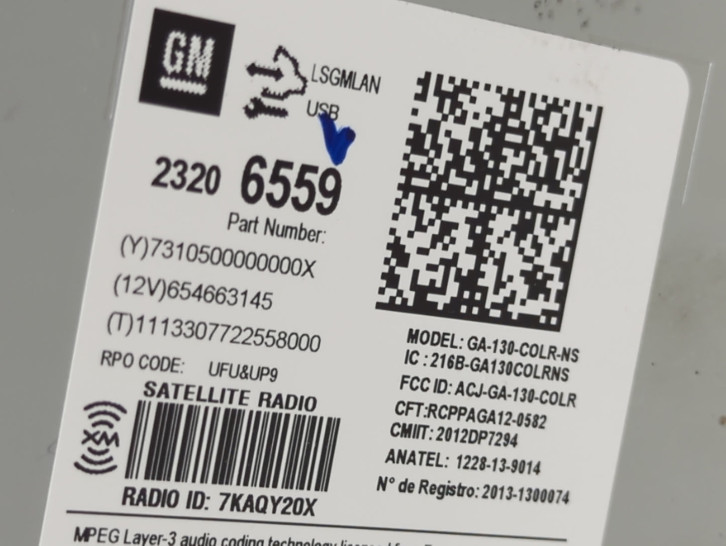 2014-2016 Chevrolet Malibu Radio AM FM Cd Player Receiver Replacement P/N:23206559 GA-130-COLR-NS Fits Fits 2014 2015 2016 O