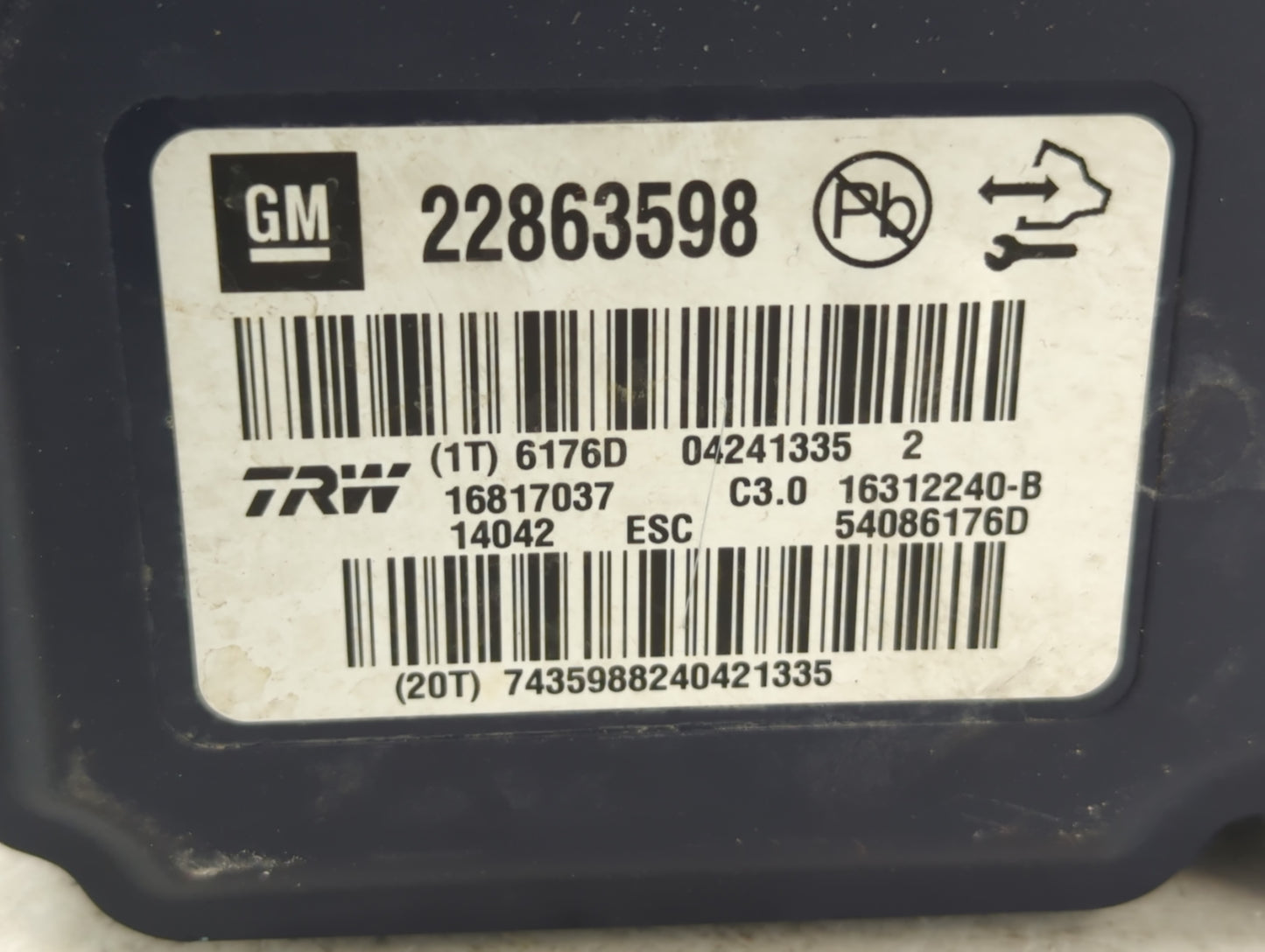 2013-2016 Chevrolet Malibu ABS Pump Control Module Replacement P/N:22863598 Fits Fits 2012 2013 2014 2015 2016 OEM Used Auto