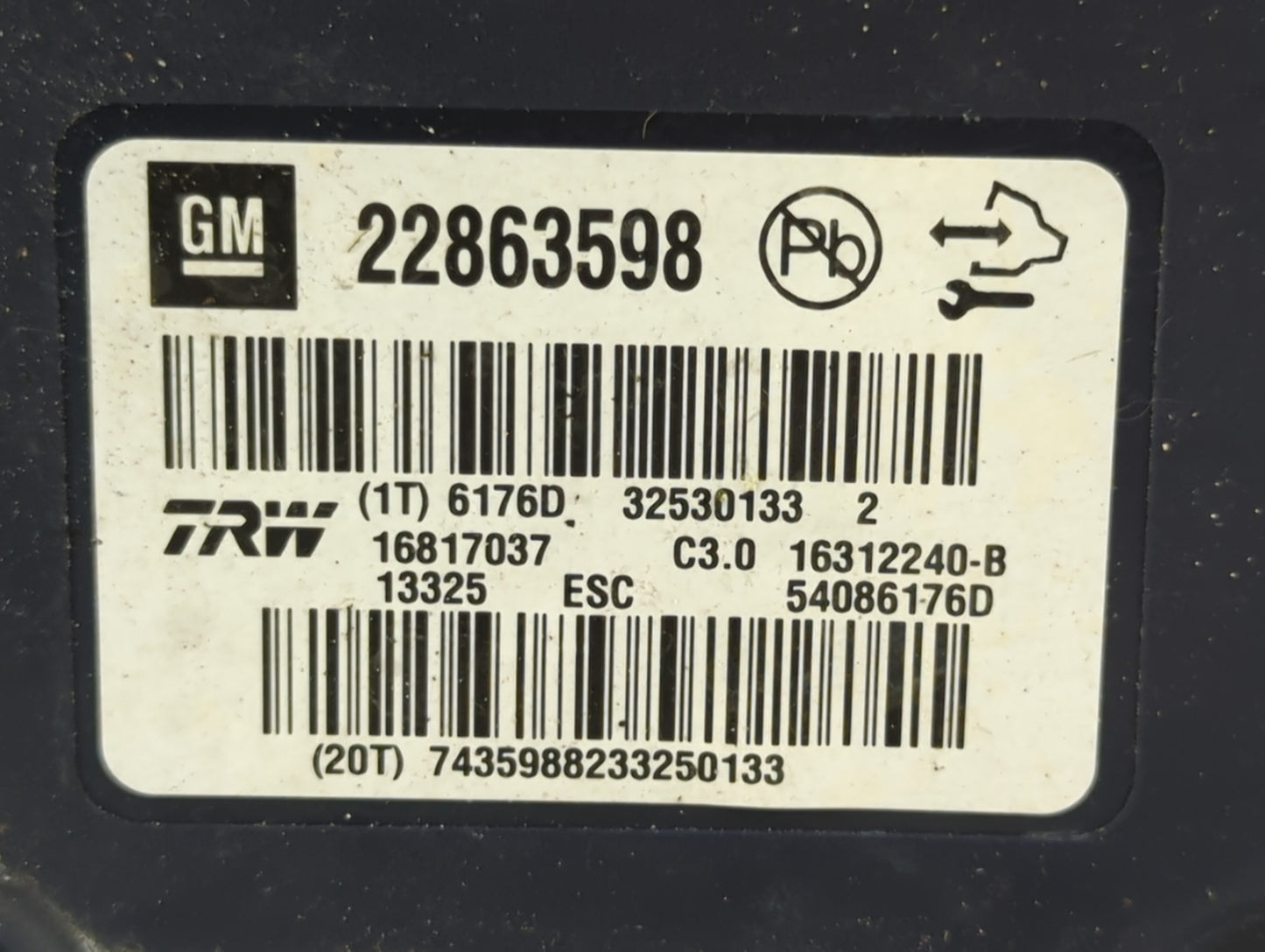 2013-2016 Chevrolet Malibu ABS Pump Control Module Replacement P/N:22863598 Fits Fits 2012 2013 2014 2015 2016 OEM Used Auto